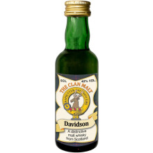 Davidson Clan Crest Miniature Whisky Collectable 5cl Bottle, Made in Scotland