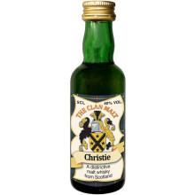 Christie Clan Crest Miniature Whisky Collectable 5cl Bottle, Made in Scotland