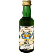 Clark Clan Crest Miniature Whisky Collectable 5cl Bottle, Made in Scotland