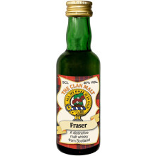 Fraser Clan Crest Miniature Whisky Collectable 5cl Bottle, Made in Scotland