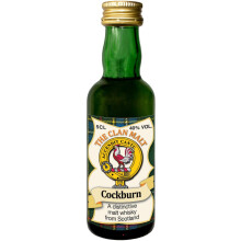 Cockburn Clan Crest Miniature Whisky Collectable 5cl Bottle, Made in Scotland