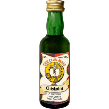 Chisholm Clan Crest Miniature Whisky Collectable 5cl Bottle, Made in Scotland