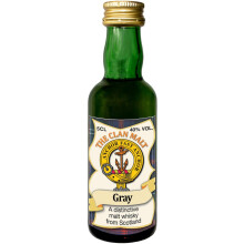 Gray Clan Crest Miniature Whisky Collectable 5cl Bottle, Made in Scotland