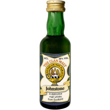 Johnstone Clan Crest Miniature Whisky Collectable 5cl Bottle, Made in Scotland