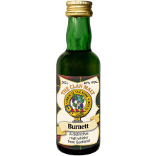 Burnett Clan Crest Miniature Whisky Collectable 5cl Bottle, Made in Scotland