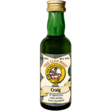 Craig Clan Crest Miniature Whisky Collectable 5cl Bottle, Made in Scotland