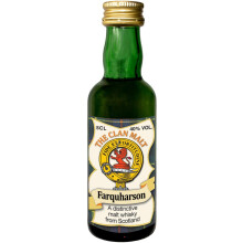 Farquharson Clan Crest Miniature Whisky Collectable 5cl Bottle, Made in Scotland