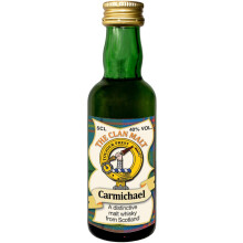 Carmichael Clan Crest Miniature Whisky Collectable 5cl Bottle, Made in Scotland