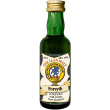 Forsyth Clan Crest Miniature Whisky Collectable 5cl Bottle, Made in Scotland