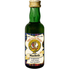 MacBeth Clan Crest Miniature Whisky Collectable 5cl Bottle, Made in Scotland