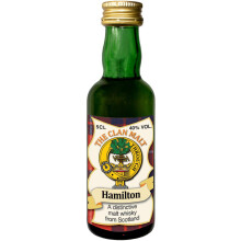 Hamilton Clan Crest Miniature Whisky Collectable 5cl Bottle, Made in Scotland