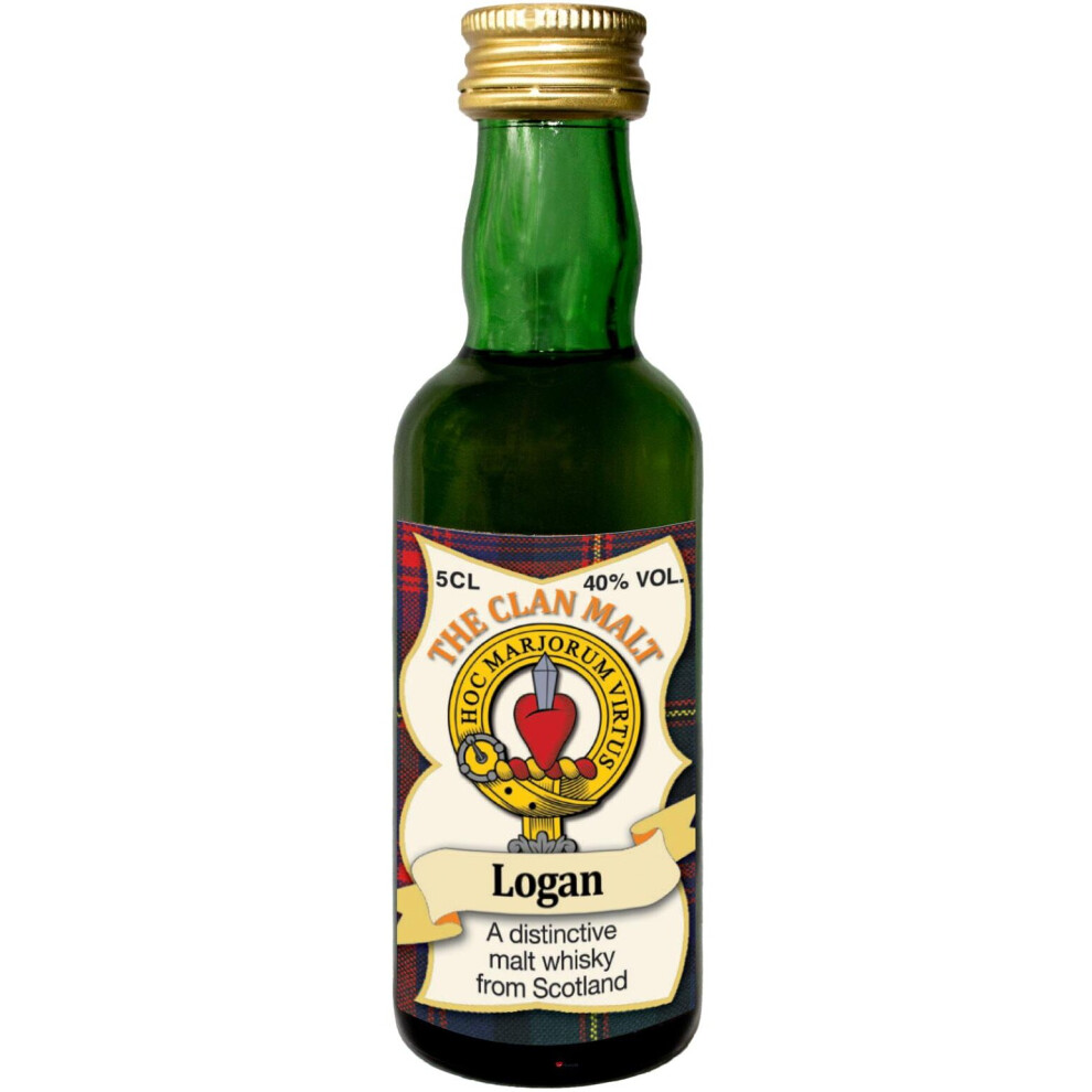 I Luv Ltd Logan Clan Crest Miniature Whisky - 5Cl Collectable Bottle, Made In Scotland With Crest, Motto & Tartan