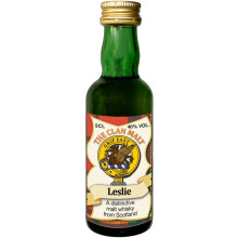 Leslie Clan Crest Miniature Whisky Collectable 5cl Bottle, Made in Scotland