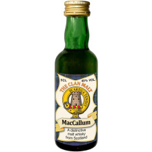 MacCallum Clan Crest Miniature Whisky Collectable 5cl Bottle, Made in Scotland