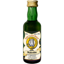 Malcolm Clan Crest Miniature Whisky Collectable 5cl Bottle, Made in Scotland