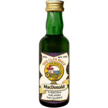 MacDonald Clan Crest Miniature Whisky Collectable 5cl Bottle, Made in Scotland