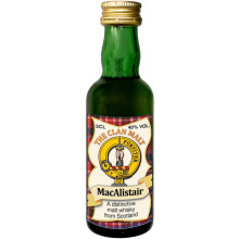 MacAlistair Clan Crest Miniature Whisky Collectable 5cl Bottle, Made in Scotland