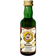 Menzies Clan Crest Miniature Whisky Collectable 5cl Bottle, Made in Scotland