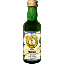 Mackay Clan Crest Miniature Whisky Collectable 5cl Bottle, Made in Scotland
