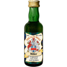 Miller Clan Crest Miniature Whisky Collectable 5cl Bottle, Made in Scotland