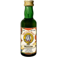 MacLean Clan Crest Miniature Whisky Collectable 5cl Bottle, Made in Scotland