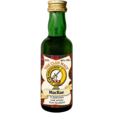MacRae Clan Crest Miniature Whisky Collectable 5cl Bottle, Made in Scotland