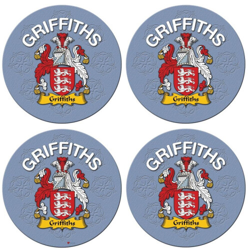 Round Coaster Griffiths English Family Surname Cork Backed Coasters Set of 4