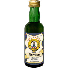 Morrison Clan Crest Miniature Whisky Collectable 5cl Bottle, Made in Scotland