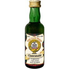 MacDonald of Clanranald Clan Crest Miniature Whisky Collectable 5cl Bottle, Made in Scotland
