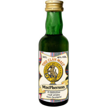 MacPherson Clan Crest Miniature Whisky Collectable 5cl Bottle, Made in Scotland