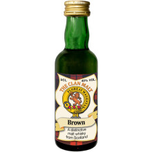 Brown Clan Crest Miniature Whisky Collectable 5cl Bottle, Made in Scotland