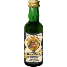 Black Watch Clan Crest Miniature Whisky Collectable 5cl Bottle, Made in Scotland