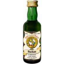 Buchan Clan Crest Miniature Whisky Collectable 5cl Bottle, Made in Scotland