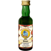 Bruce Clan Crest Miniature Whisky Collectable 5cl Bottle, Made in Scotland