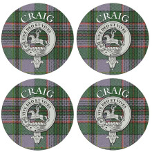 Round Coaster Craig Scottish Clan Name Cork Backed Set of 4 Coasters
