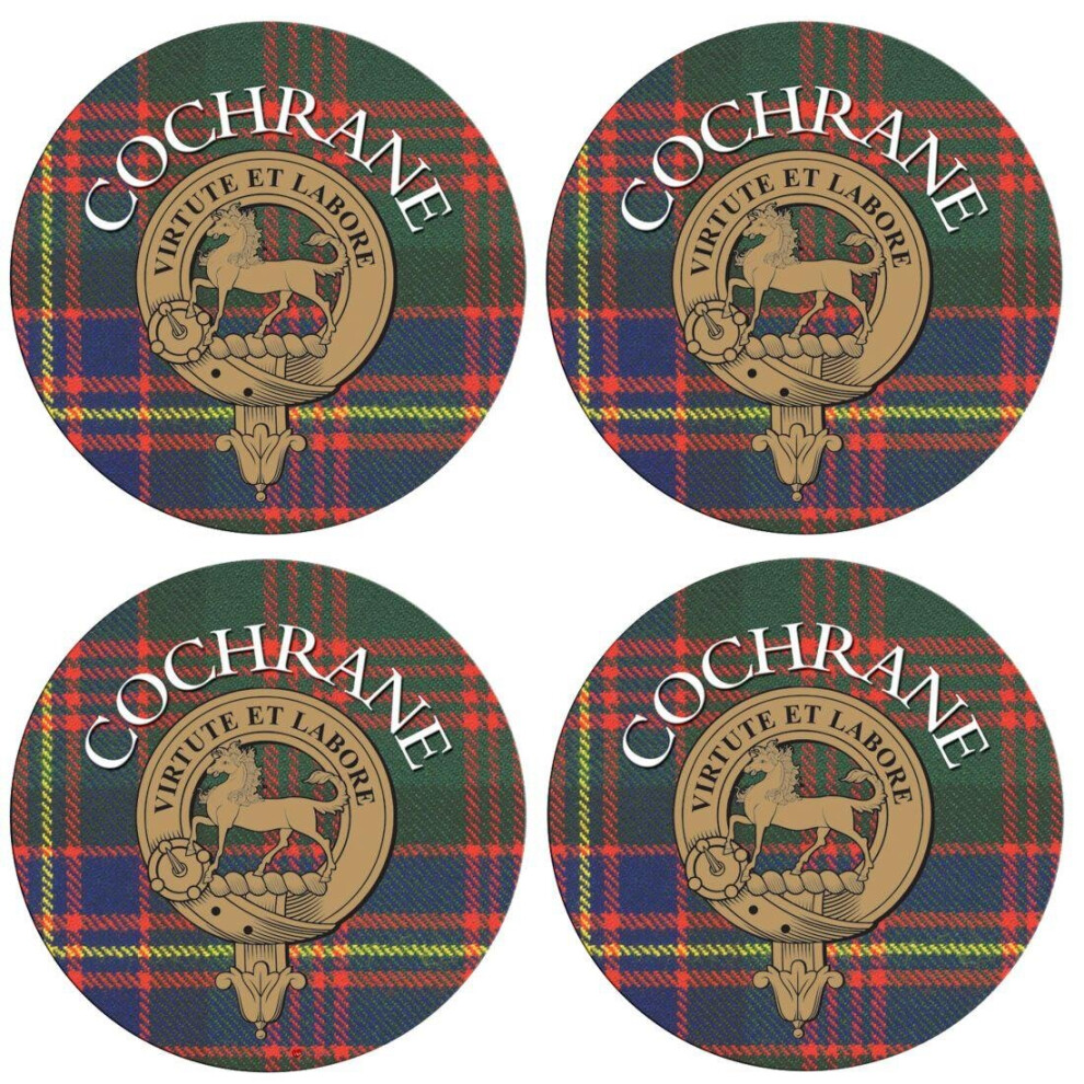 Round Coaster Cochrane Scottish Clan Name Cork Backed Set of 4 Coasters-image-OPC-P6GWVZ7-NEW