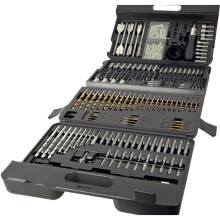 205 Piece Drill Bit Set HSS Masonry Metal Wood Flat Pozi