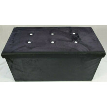 (38x76x38cm, black) Velvet Diamante Ottoman Folding Footstool