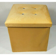 (38x38x38cm, mustard gold) Velvet Diamante Ottoman Folding Footstool