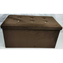 (38x76x38cm, brown) Velvet Diamante Ottoman Folding Footstool