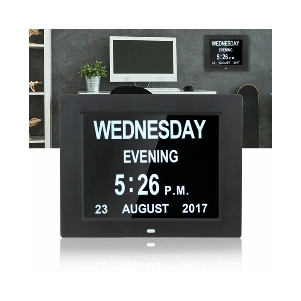 Digital Day Clock LED Calendar Dementia Alarm Time Date Month Memory