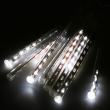 (White, 00 Plug (220-240V)) 30CM LED Meteor Shower Falling Rain Drop Icicle Snow Hanging Lights Christmas Xmas Decor
