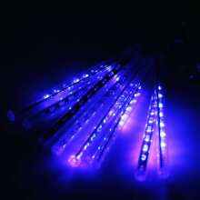 (Blue, 00 Plug (220-240V)) 30CM LED Meteor Shower Falling Rain Drop Icicle Snow Hanging Lights Christmas Xmas Decor