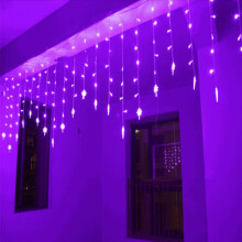 (3.5M 96LED Purple - Star) LED String Fairy Icicle Window Curtain Lights Christmas Wedding Xmas Party Decor