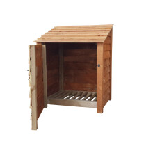 (4ft, Rustic Brown) Wooden Log Store With Door - Standard Roof (L-99cm, H-126cm / 180cm, W-81cm)