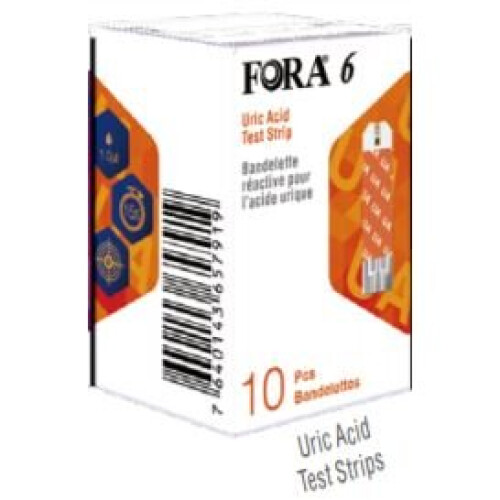 Uric Acid Test Strips for the FORA 6 Meter x 10