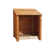 (4ft, Rustic Brown) Wooden Log Store - Standard Roof (L-99cm, H-126cm / 180cm, W-81cm)