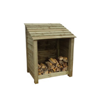 (4ft, Light Green) Wooden Log Store - Standard Roof (L-99cm, H-126cm / 180cm, W-81cm)