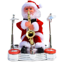 (Saxophone And Stage) Christmas Electric Music Singing Santa Claus Doll Toys Xmas Ornament Decor Doll