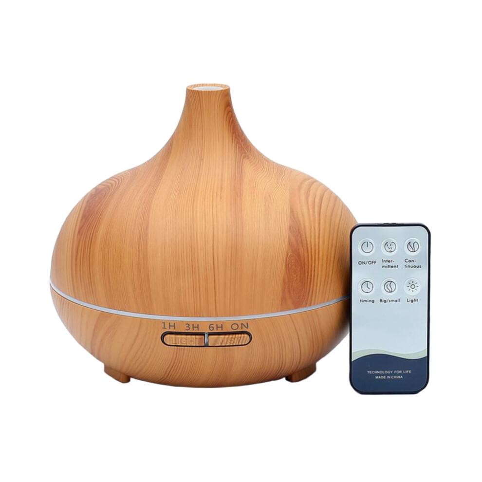 Electric Essential Oil Aroma Diffuser with 7 Selectable LED Colours | Light Wood Effect | 500ml Capacity & 1H/3H/6H Timer | Remote Control Included